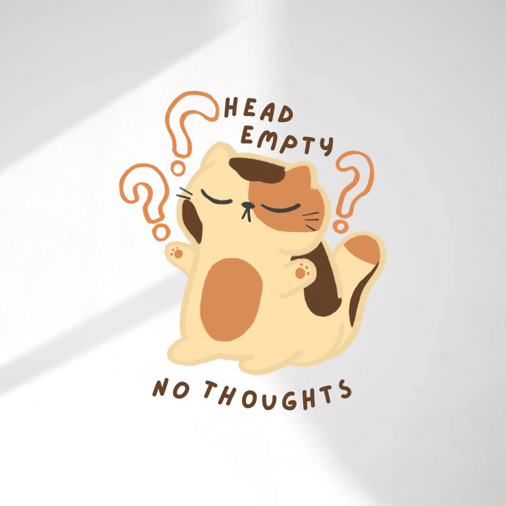 Head Empty No Thoughts Cat Die Cut Sticker