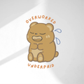 Overworked Underpaid Bear Die Cut Sticker