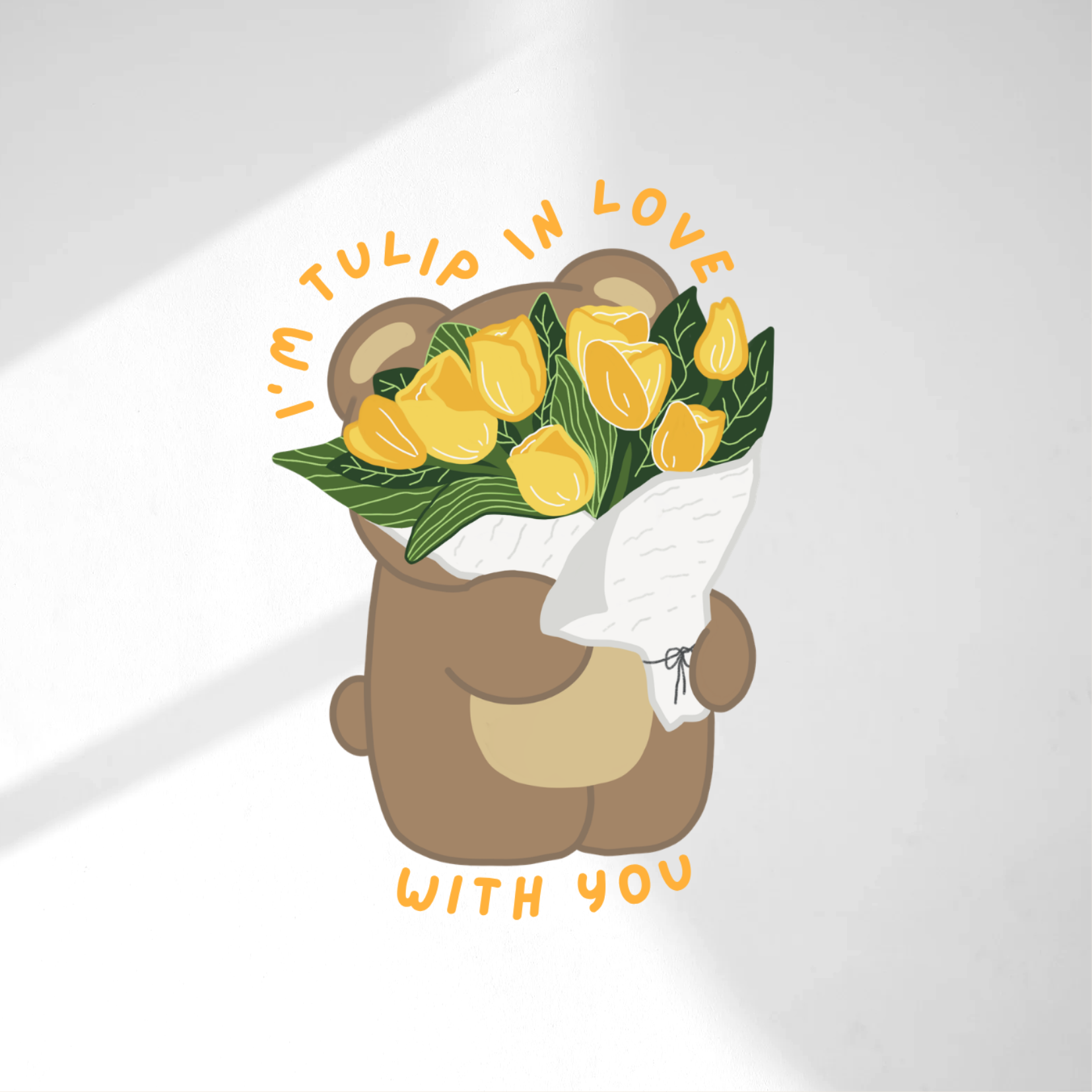 Tulip In Love With You Bear Die Cut Sticker