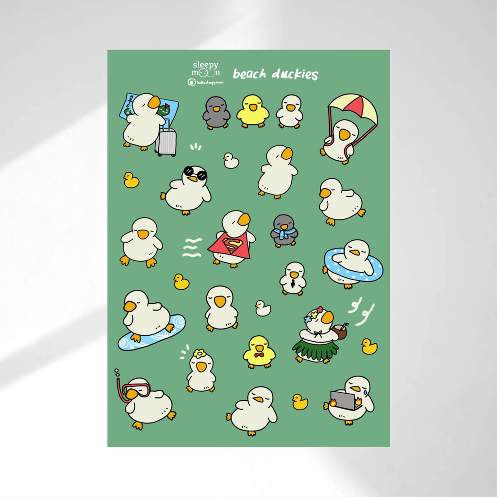 Beach Duckies Sticker Sheet