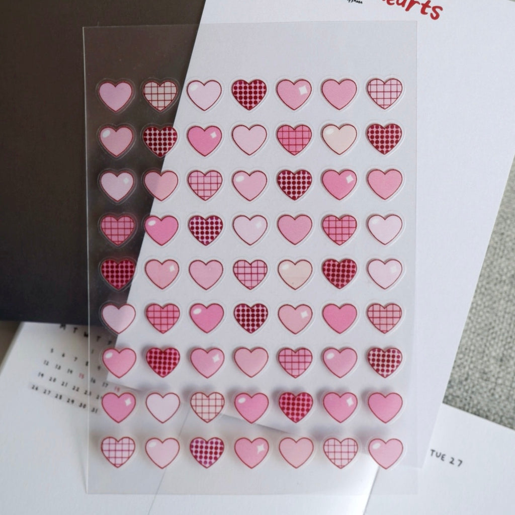 Pink and Red Hearts stickers for planner