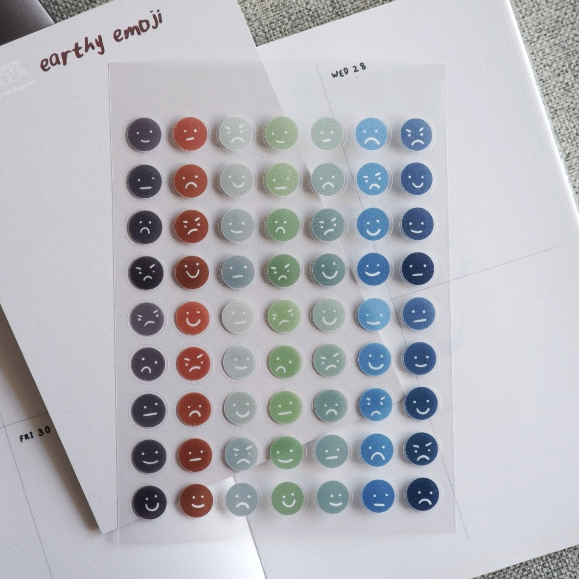 Earthy emoji stickers for planner